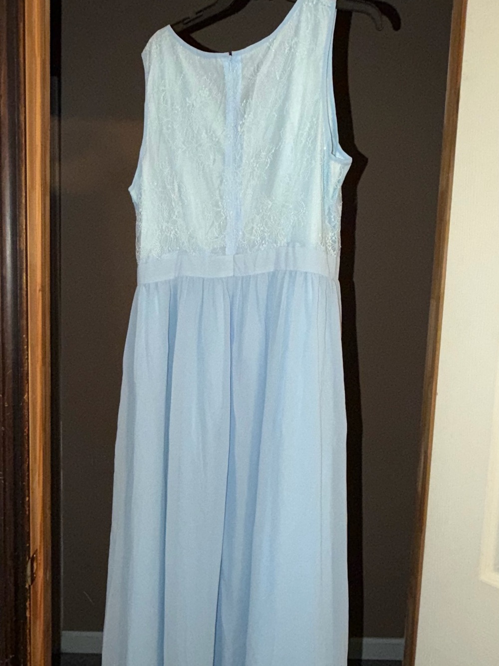 Sleeveless Light Blue Lace Bodice Maxi Dress